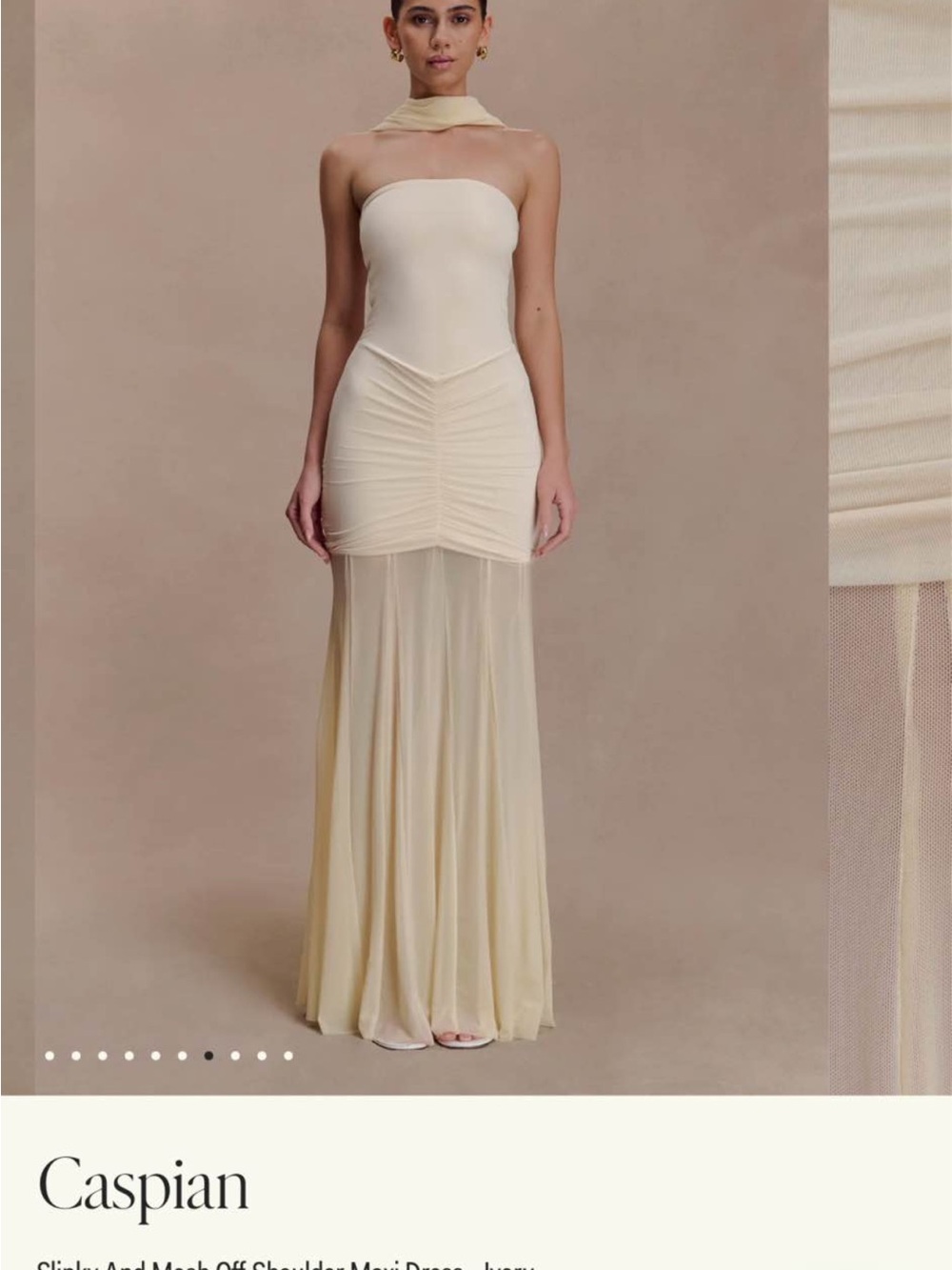 Meshki Ivory Strapless Mesh Maxi Dress